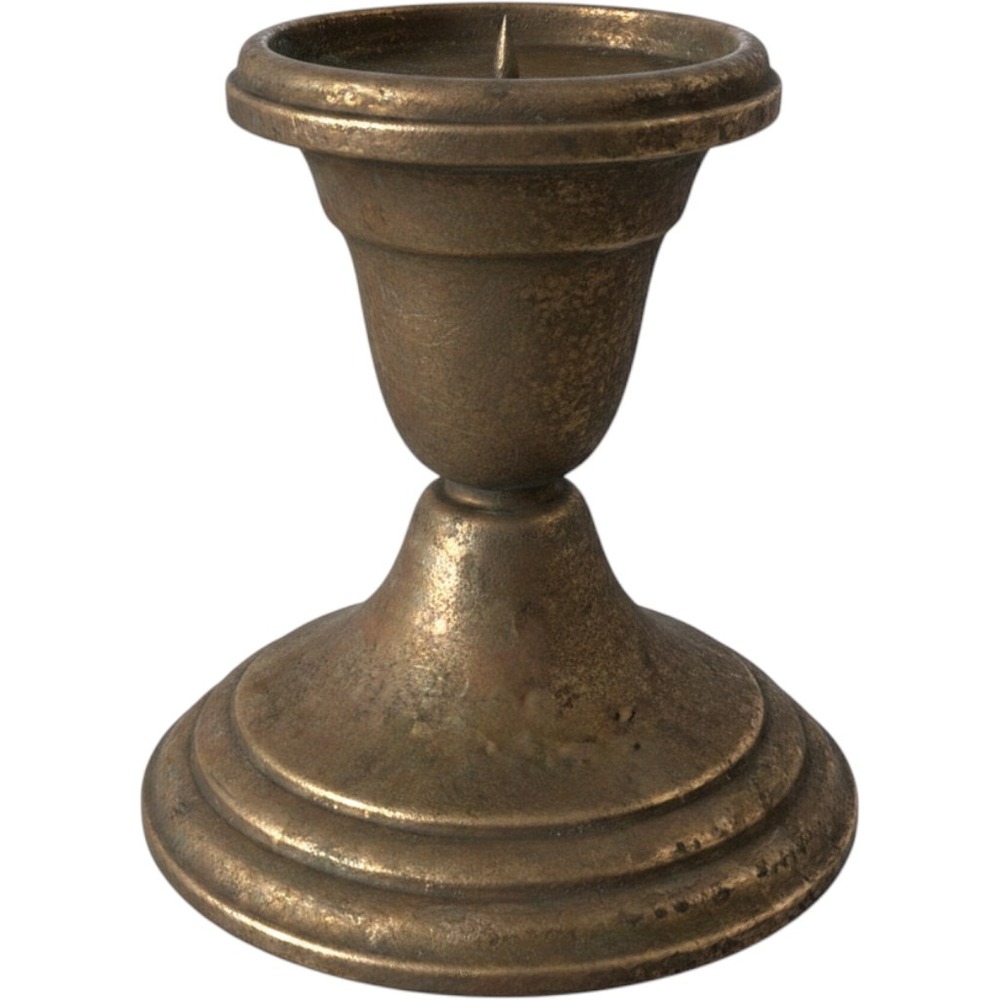 Antique Brass Pricket Candle Holder Vintage Rustic Pillar Spiked‎ Pedestal Base